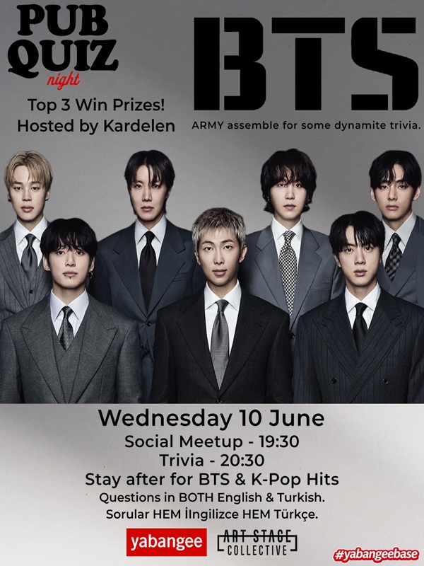 Pub Quiz Night on BTS: Questions in English and Turkish