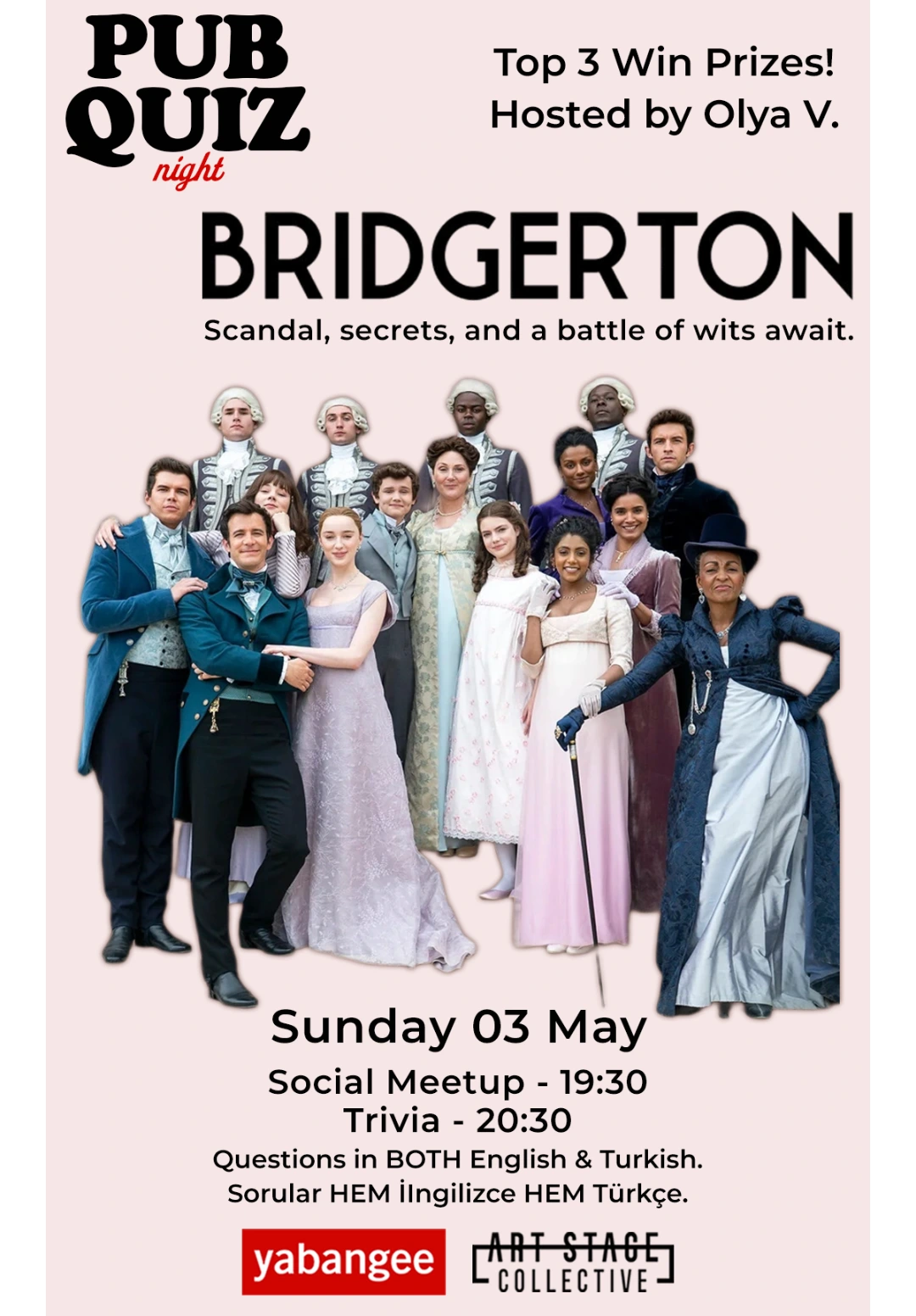 Pub Quiz Night on Bridgerton (TV Series): Questions in English & Turkish